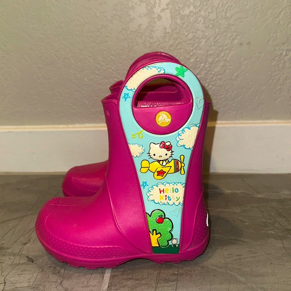 Limited edition hello kitty kids crocs rain boots